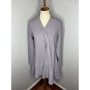 New Cynthia Ashby Purple Textured‎ Longsleeve Tunix Faux Wrap Medium M